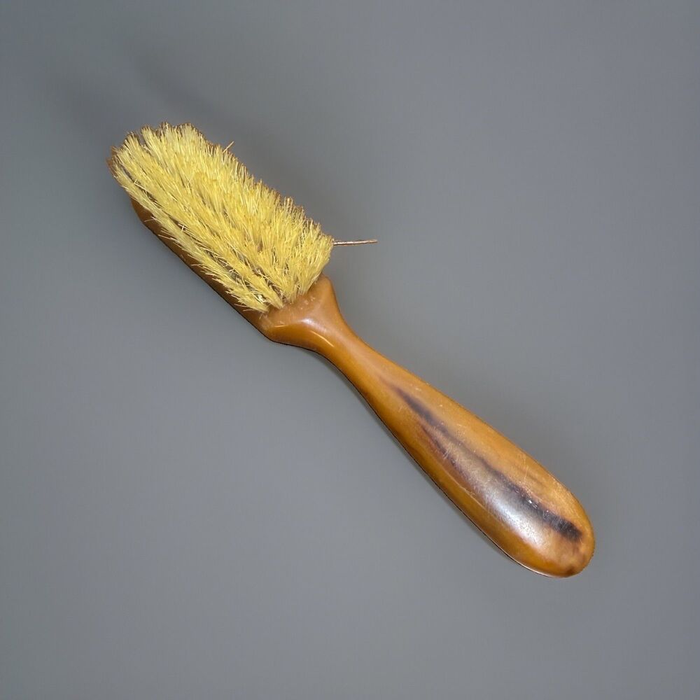 Vintage Avon Flair Hair Brush Brown Faux Tortoiseshell Woodgrain Lucite 1970s